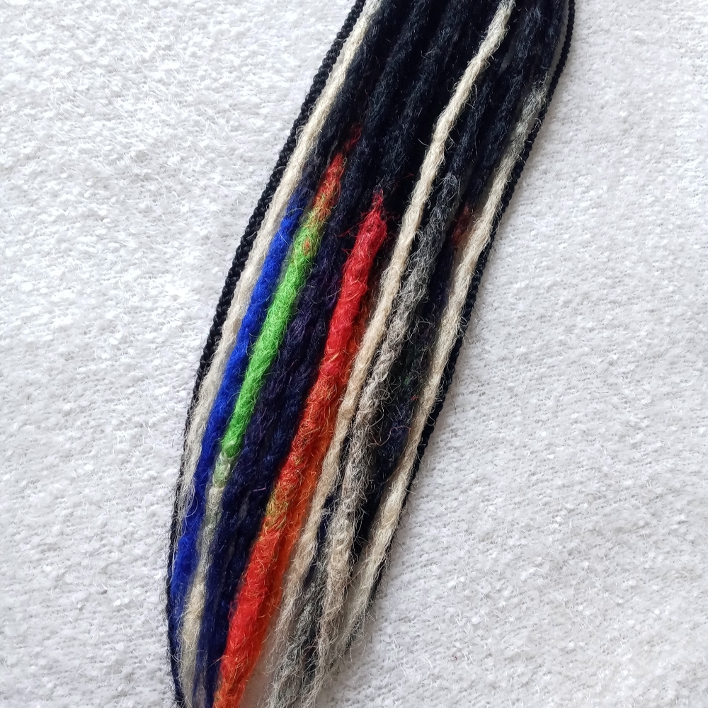 Black colorful rainbow ombre Loc extensions